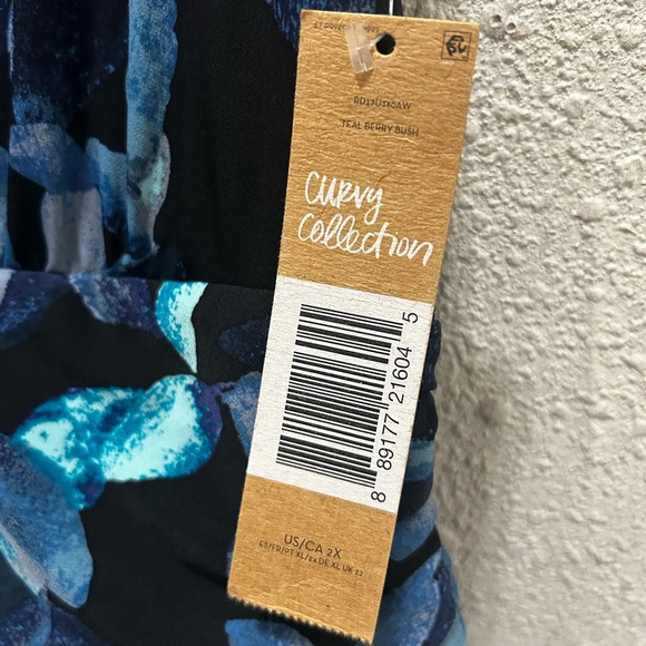 RACHEL Rachel Roy Sleeveless Printed Matte Jersey Dress in Teal Berry Bush NWT - Picture 5 of 7